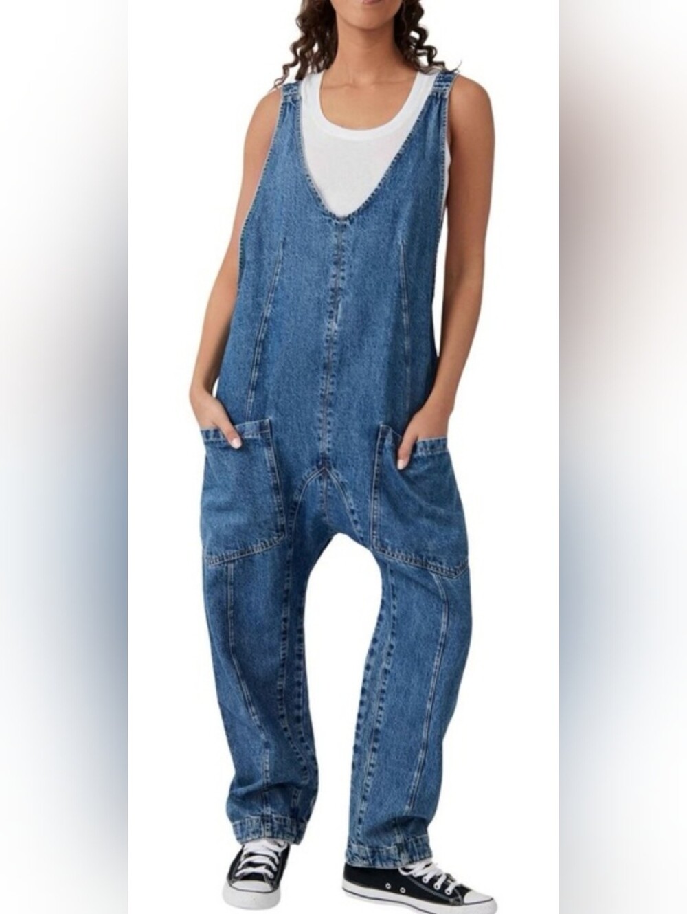 We The Free By Free People High Rollet Denim Jumpsuit